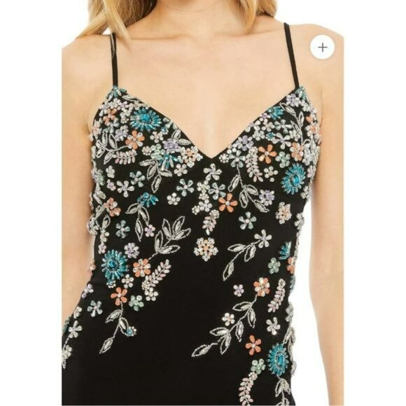 Mac Duggal Beaded Black Sleeveless Slit Formal Gown Long Dress Size 12 NWT - Picture 3 of 9